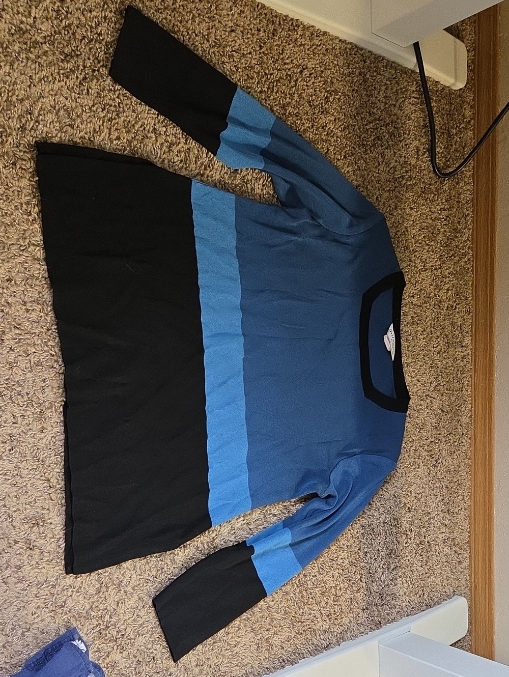 Misook Petite Royal Blue Top with Black Trim